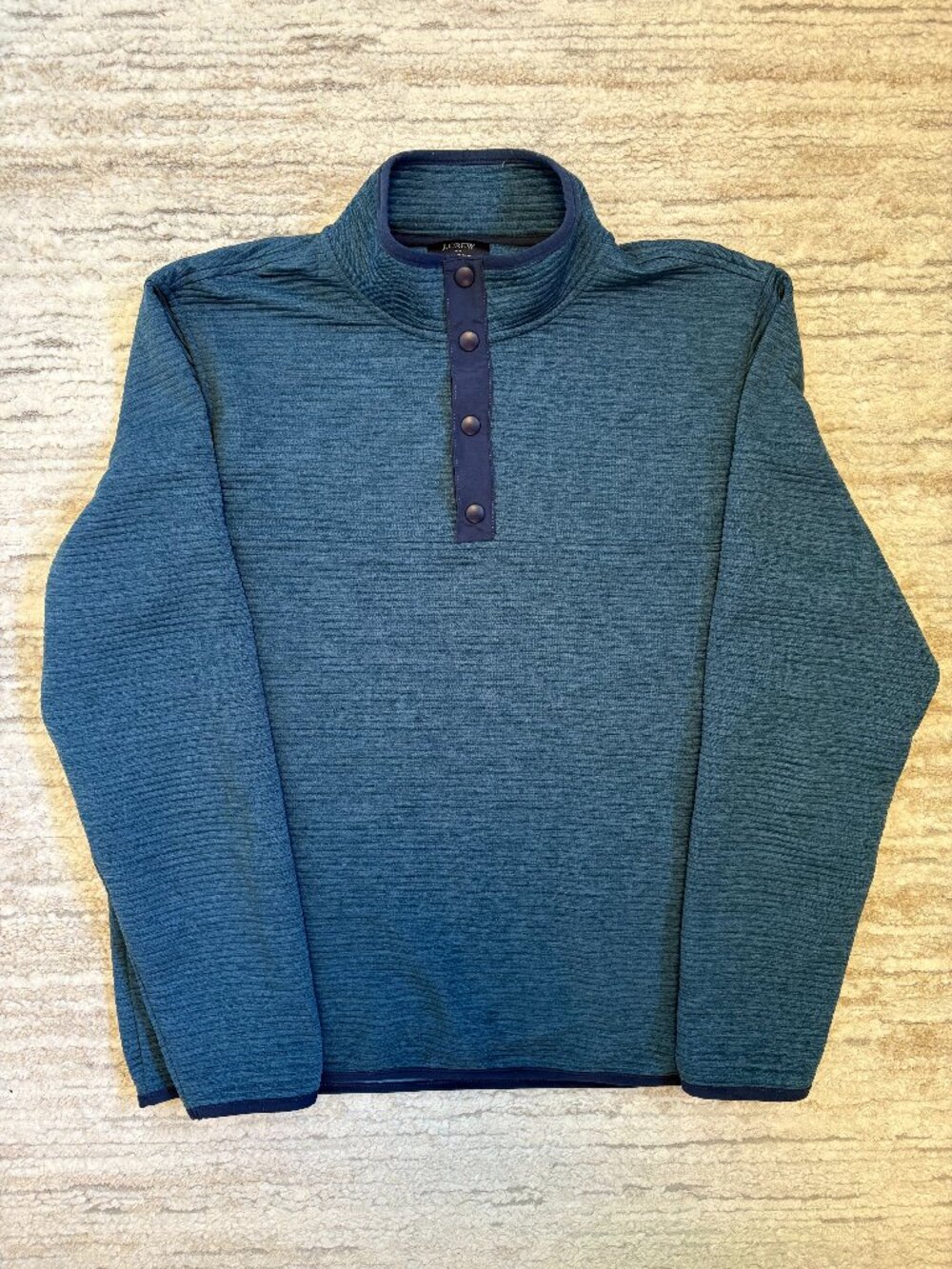 J.CREW Fleece Henley Pullover [SIZE L] Mens [BLUE] Casual Sweatshirt